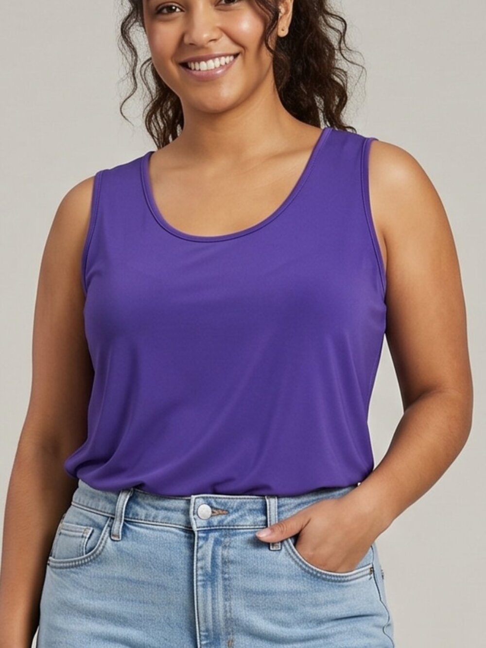 NWOT | Just My Size (JMS) Active Purple Scoop Neck Performance Tank Top | 1X